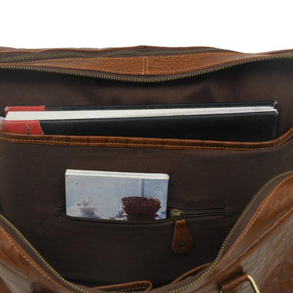 Brown Croc-Pattern Briefcase by Classy Leather Bags, view 7
