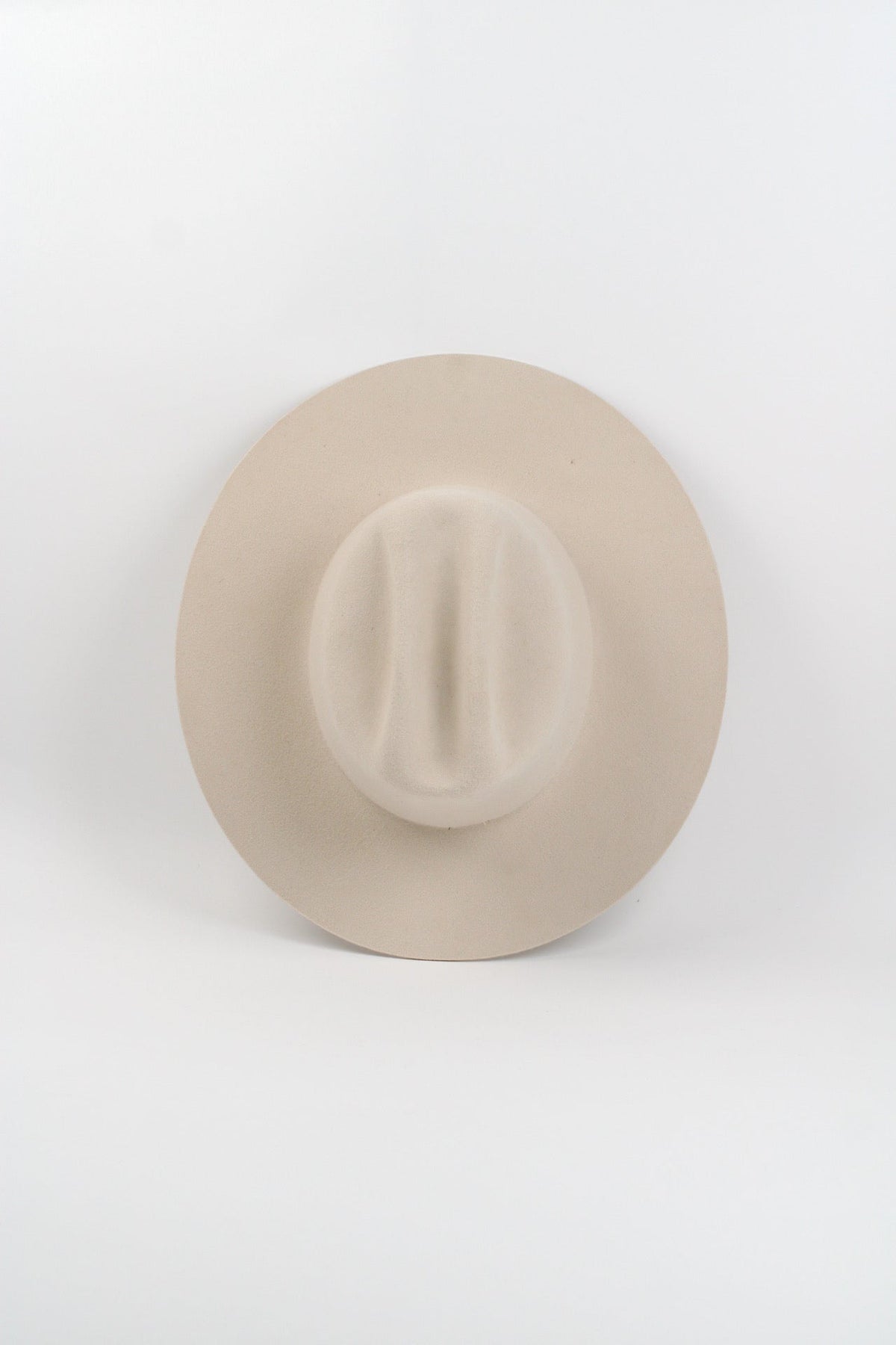 Ivory merino wool felt cattleman hat with a flat, lifted brim, view 4