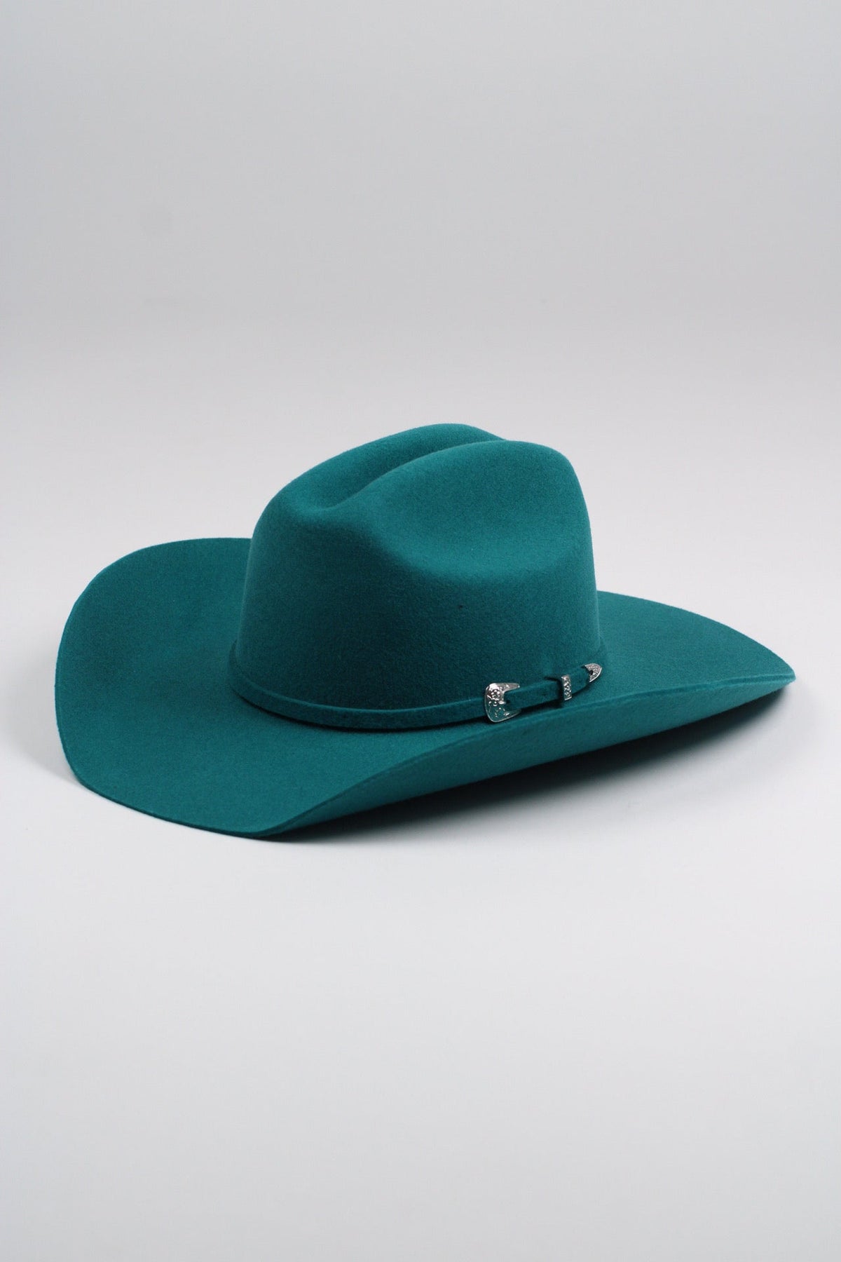 Turquoise merino wool cattleman cowboy hat with a curved brim