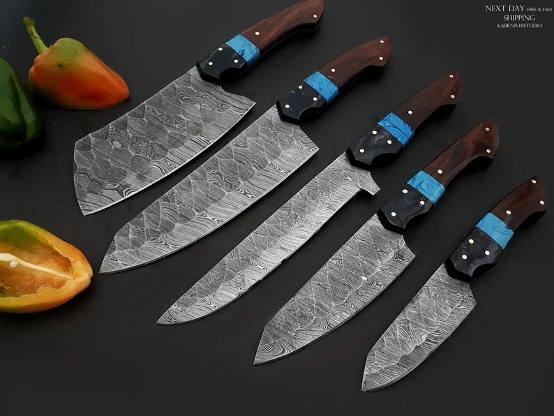 The Wenge Resin Damascus Chef Knife | Texan Knives