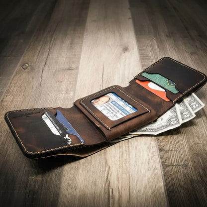 Long Shift Badge Trifold Wallet by Bull Sheath Leather, view 6