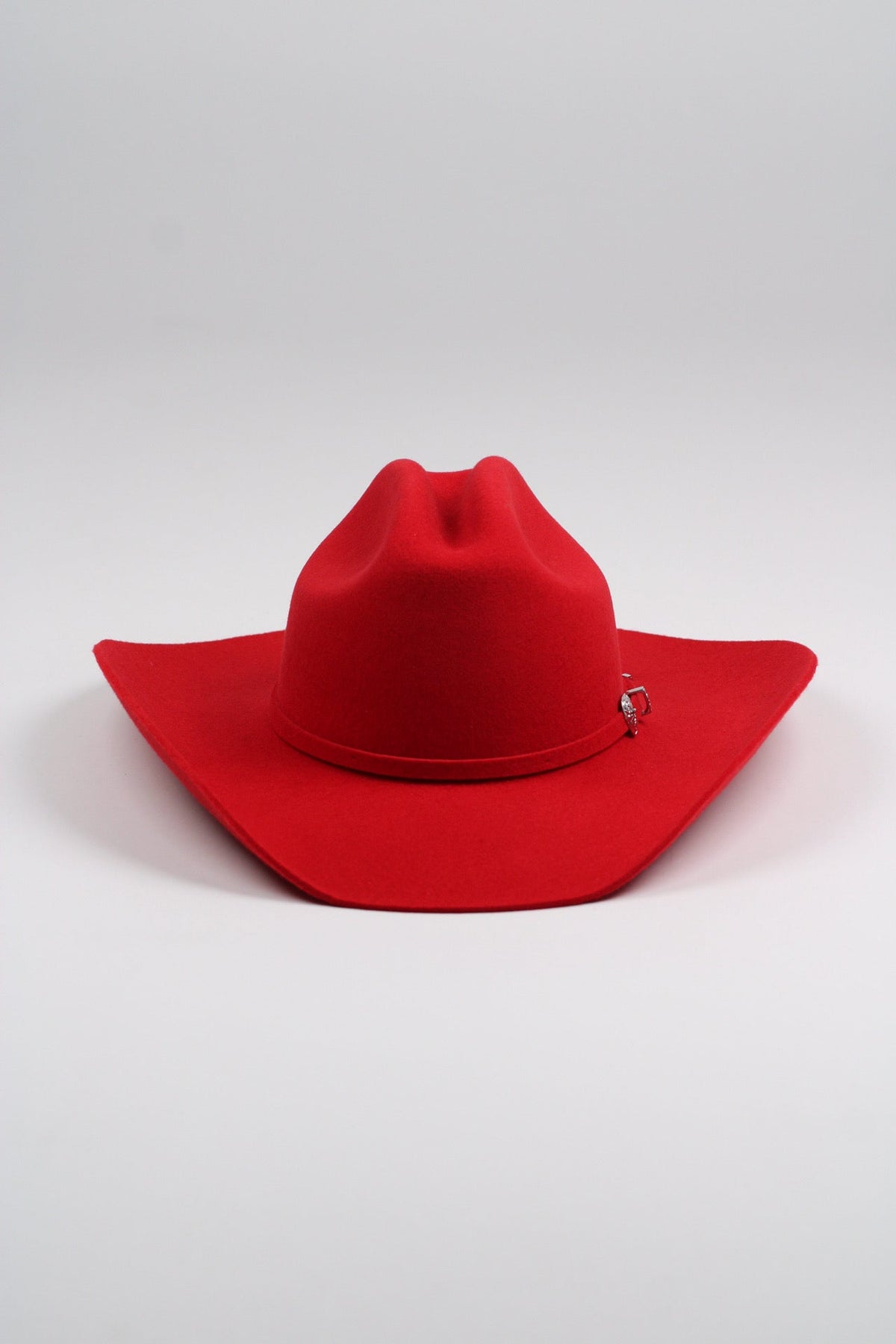 Red merino wool cattleman cowboy hat with a curved brim, view 2
