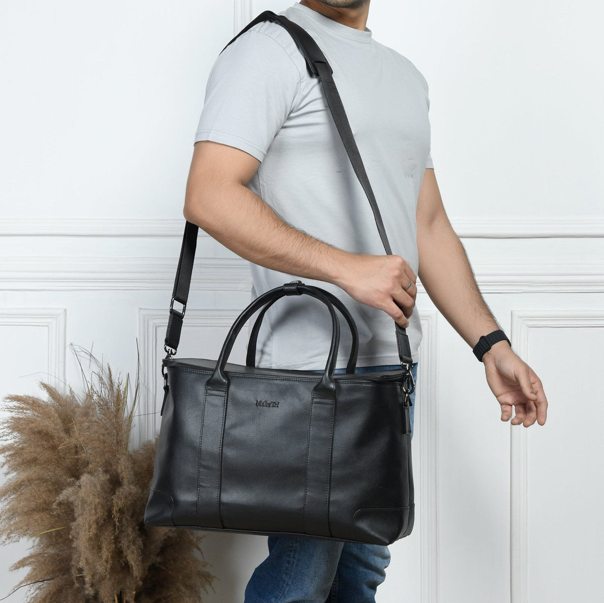 Black Convertible Cabin Duffle by Classy Leather Bags
