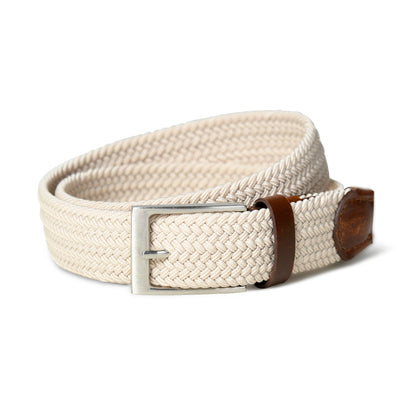 Cream and Brown Braided Belt by Classy Leather Bags
