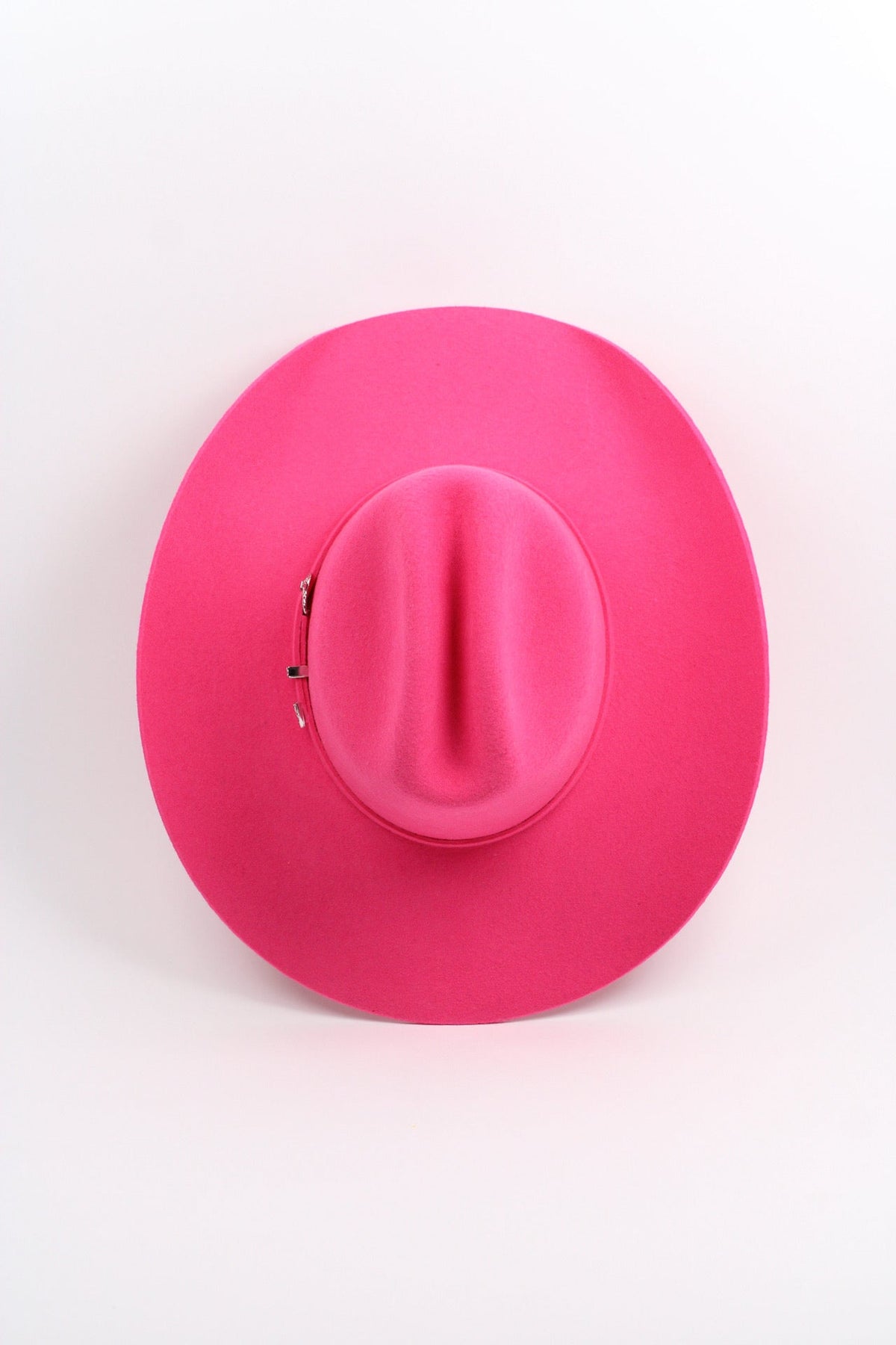 Pink merino wool cattleman cowboy hat with a curved brim, view 3