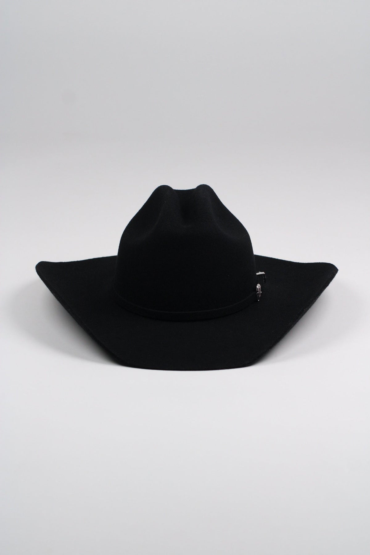 Black merino wool cattleman cowboy hat with a curved brim, view 4