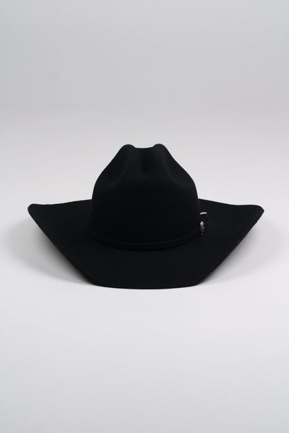 Black merino wool cattleman cowboy hat with a curved brim, view 4