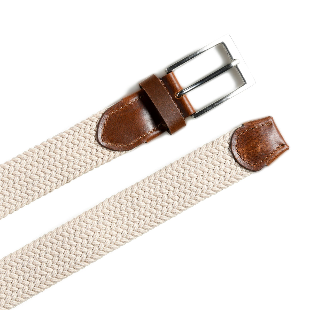 Cream and Brown Braided Belt by Classy Leather Bags, view 2