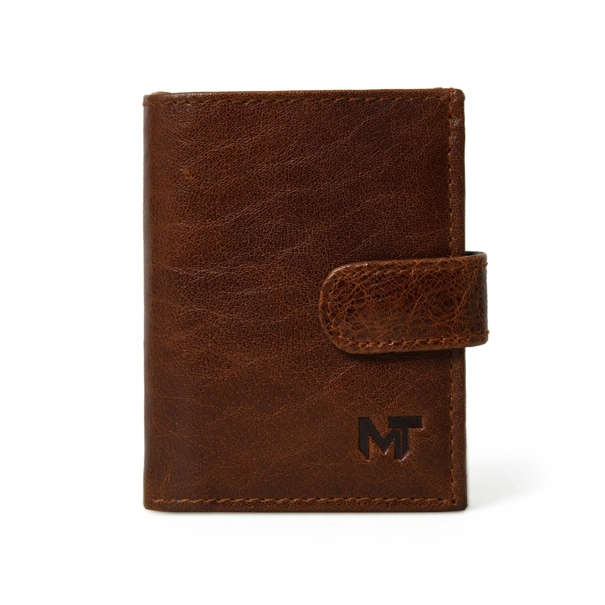 Leather wallet with aluminum pop-up card case