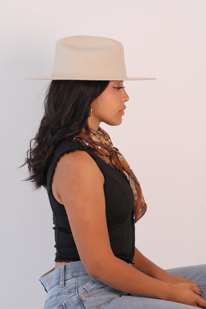 Ivory Cattleman Flat Brim Hat by Wilder and Soul
