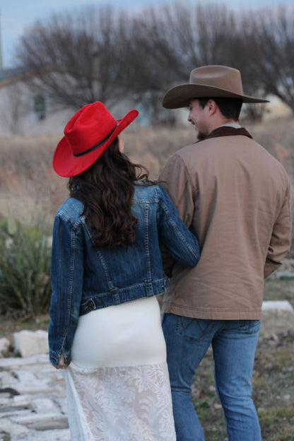 Lipstick Red Lifted Brim Cowboy Hat by Wilder and Soul
