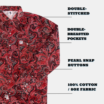 The Red Paisley FR Pearl Snap | WoahBros