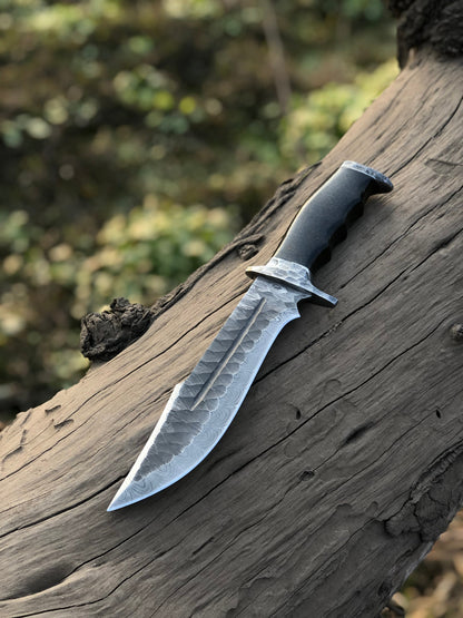 The Resin Horn Damascus Bowie | Texan Knives