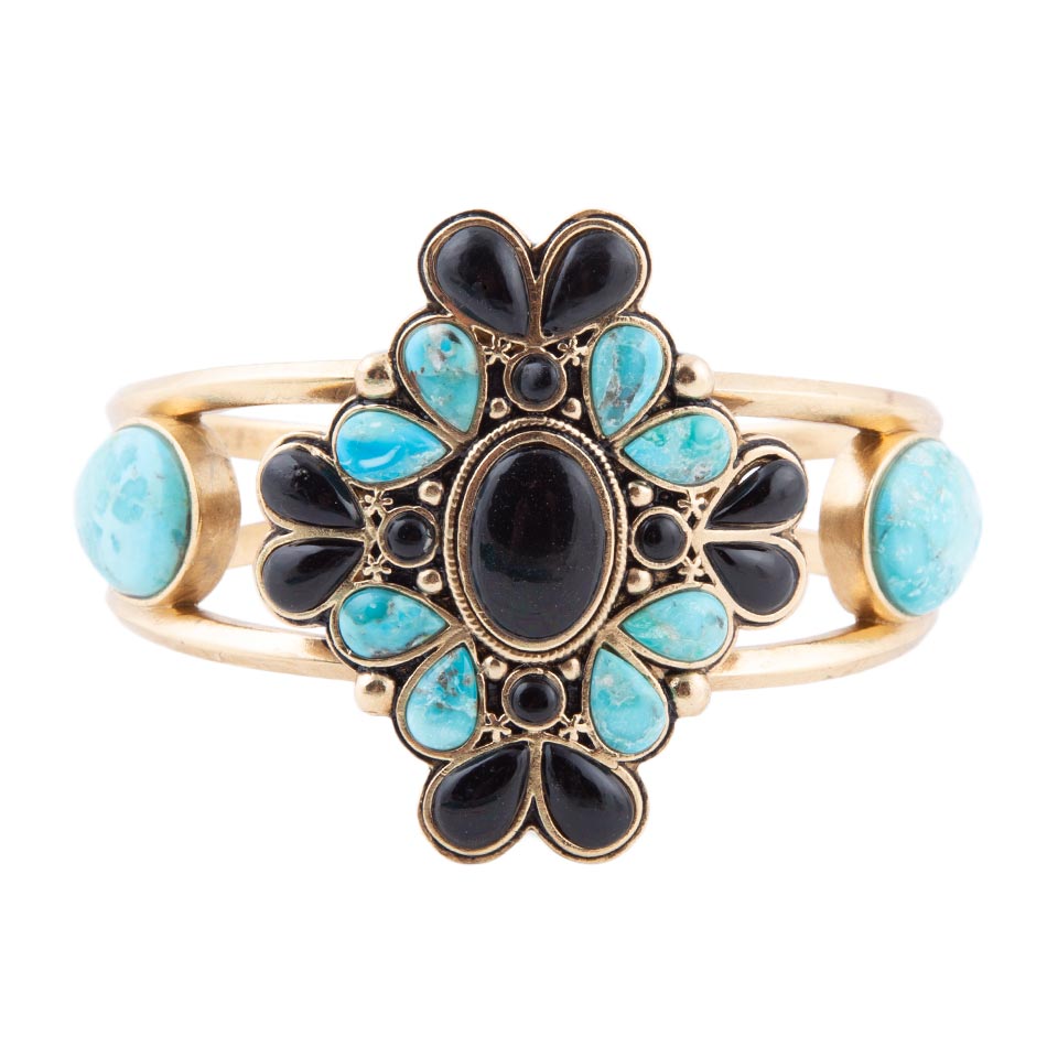 The Barcelona Turquoise and Onyx Cuff, view 3