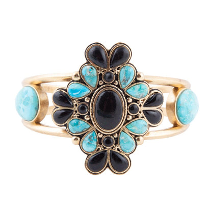 The Barcelona Turquoise and Onyx Cuff, view 3