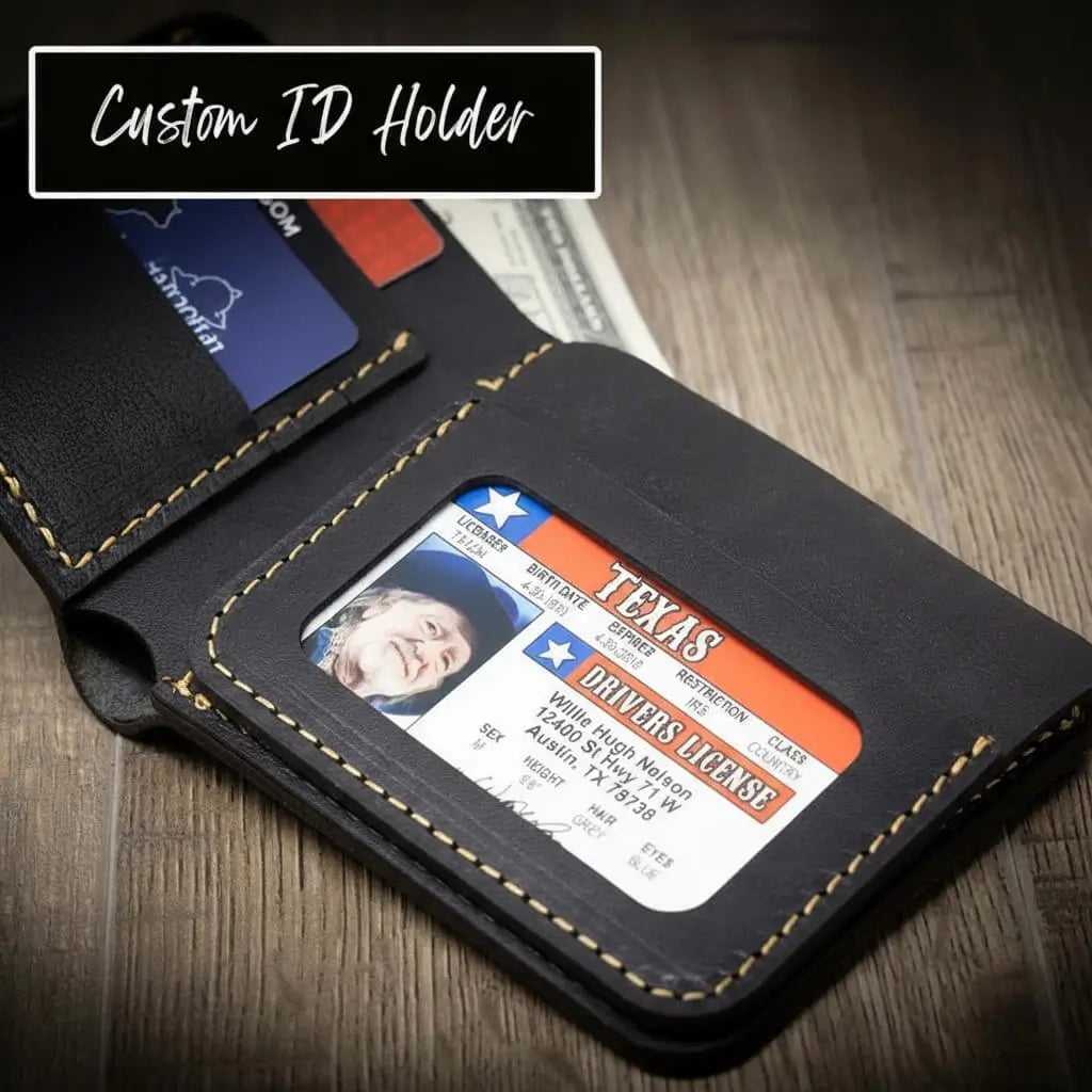 Western medallion full-grain leather bifold wallet by Bull Sheath, view 22