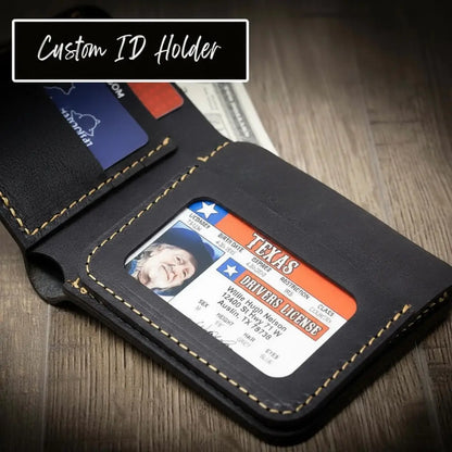 Western medallion full-grain leather bifold wallet by Bull Sheath, view 22