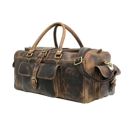 Roosevelt buffalo leather weekender duffel bag, view 2