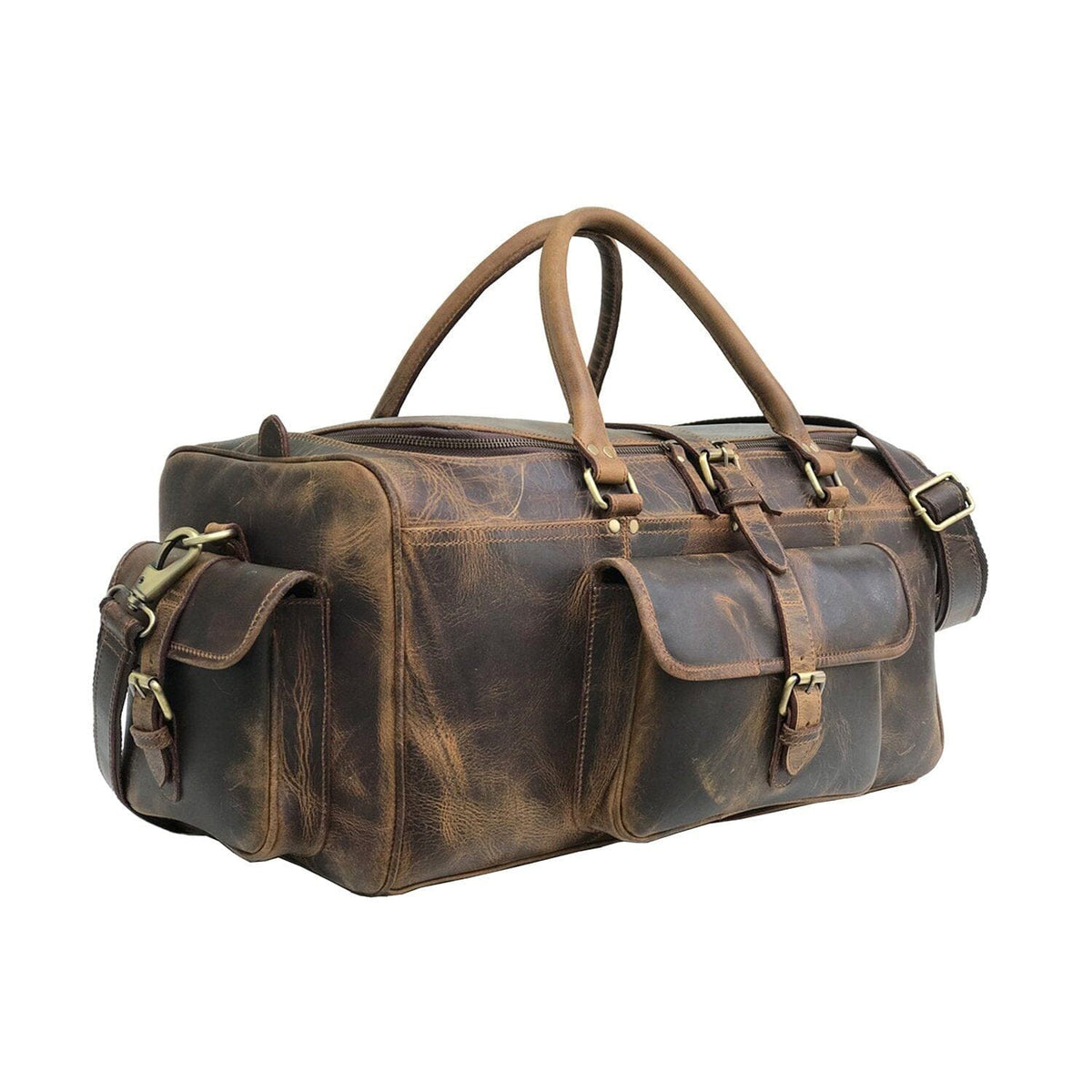 Roosevelt buffalo leather weekender duffel bag, view 3