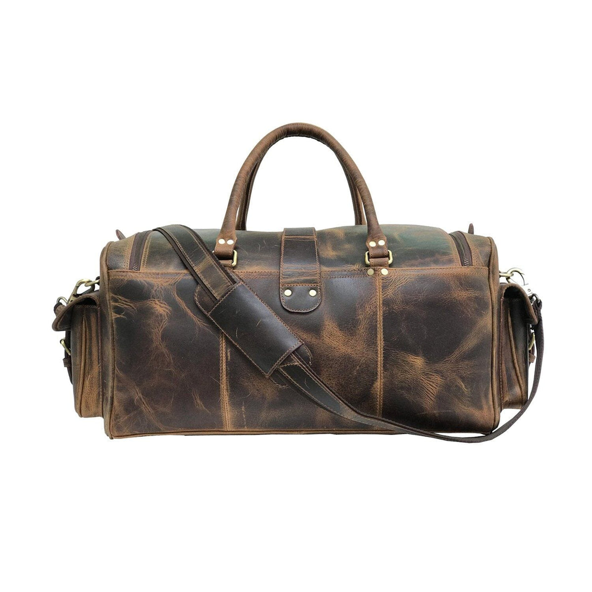 Roosevelt buffalo leather weekender duffel bag, view 4