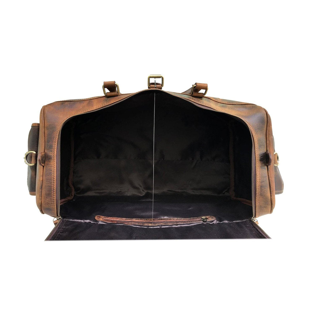 Roosevelt buffalo leather weekender duffel bag, view 5