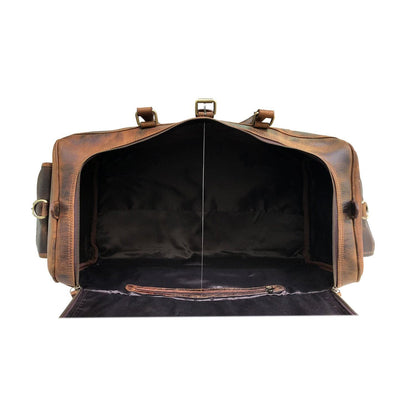 Roosevelt buffalo leather weekender duffel bag, view 5