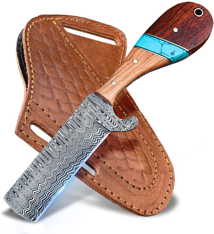 Turquoise Damascus Bull Cutter, Full Tang by Texan Knives, view 2