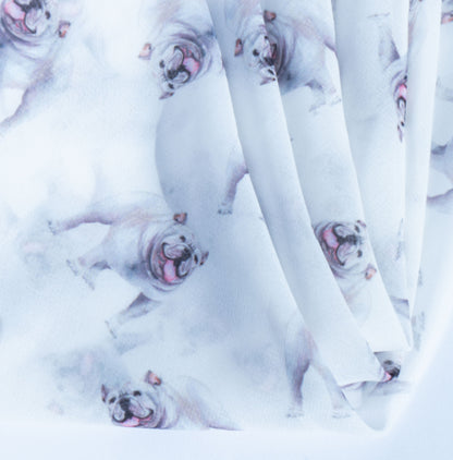 Bulldog motif chiffon scarf, view 7