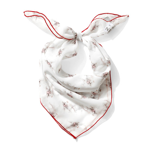 Bulldog motif chiffon scarf