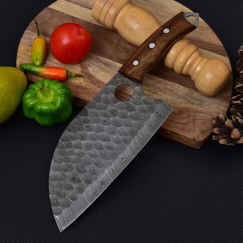 The 12.6-Inch Damascus Cleaver | Texan Knives