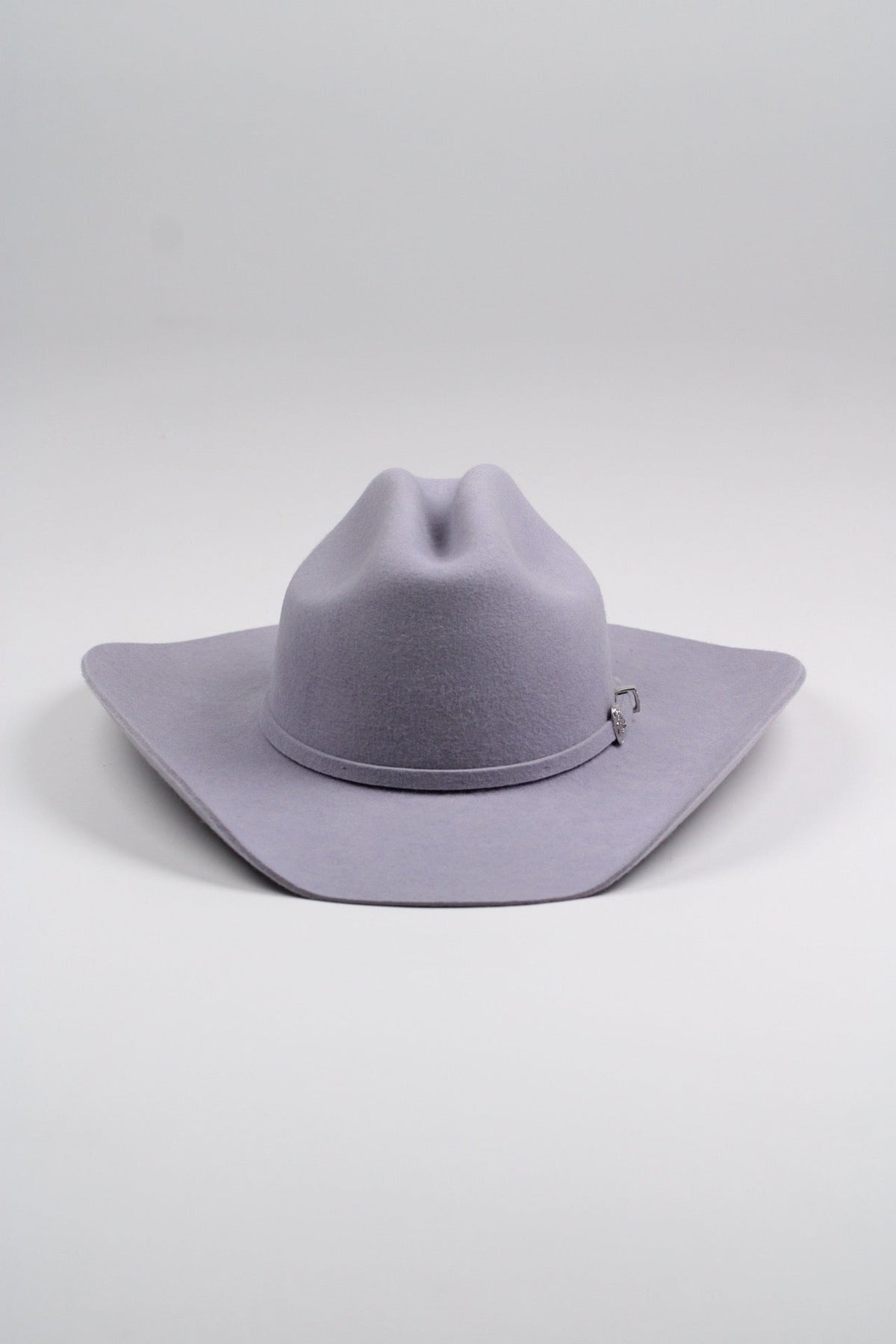 Ice gray merino wool cattleman cowboy hat with a curved brim, view 3