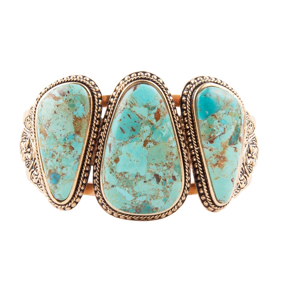 The Trio Turquoise Golden Cuff, view 3