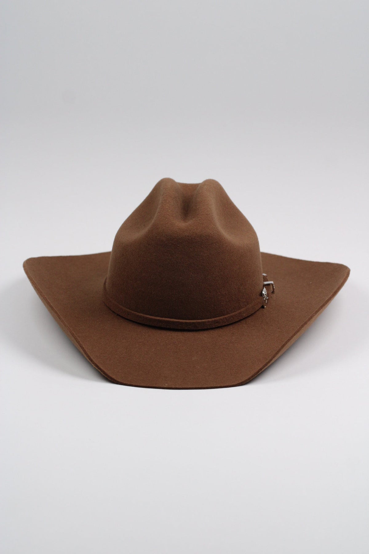 Caramel merino wool cattleman cowboy hat with a curved brim, view 2