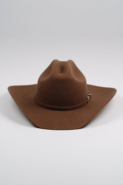 Caramel merino wool cattleman cowboy hat with a curved brim, view 2