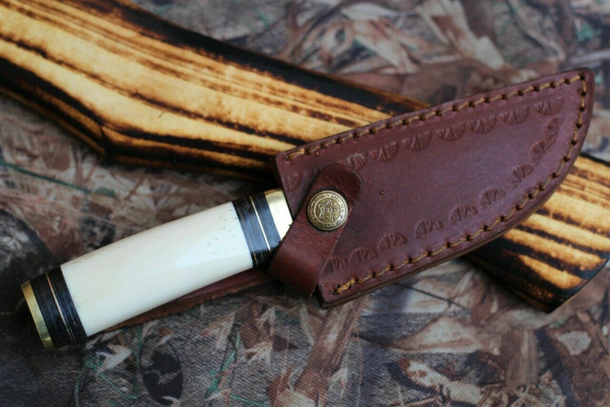 Camel Bone Damascus Camping Knife, 3-Inch Blade by Texan Knives, view 2