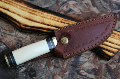 Camel Bone Damascus Camping Knife, 3-Inch Blade by Texan Knives, view 2