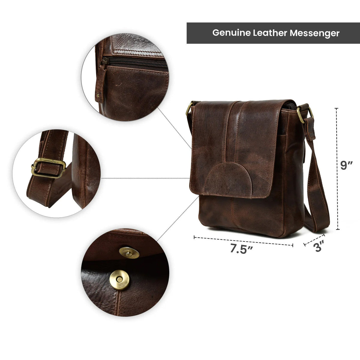 Dark Brown Flap Messenger by Classy Leather Bags