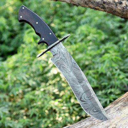 The 13-Inch Rosewood Damascus Bowie | Texan Knives