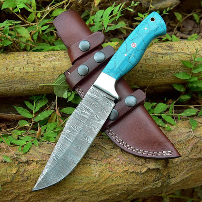 Custom Handmade Damascus Skinning Knife – 4.5" Blade