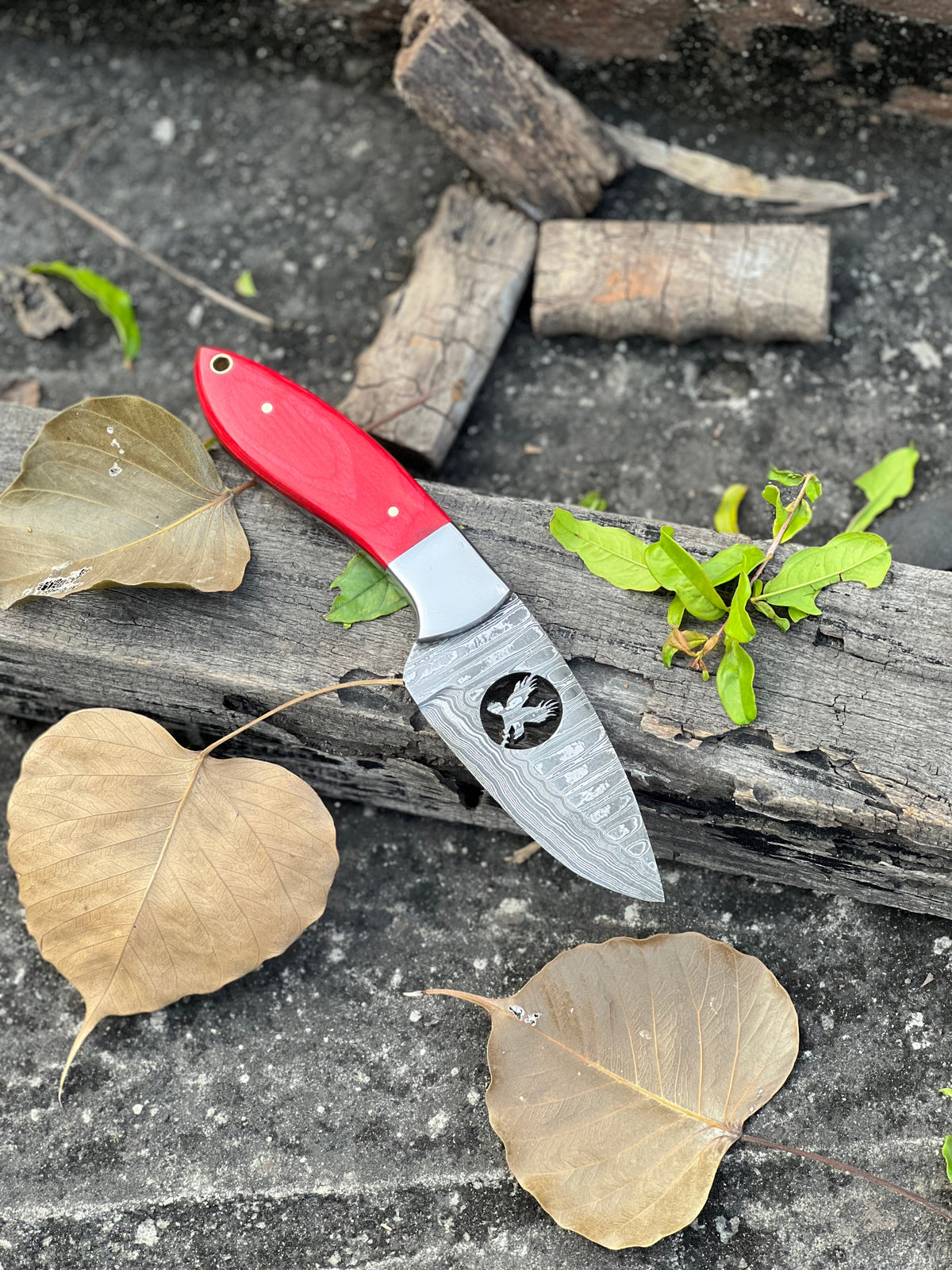 The Wood Handle Damascus Hunting Knife | Texan Knives