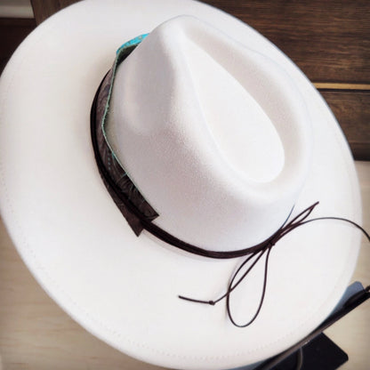 Floral leather hat band with howlite, view 3