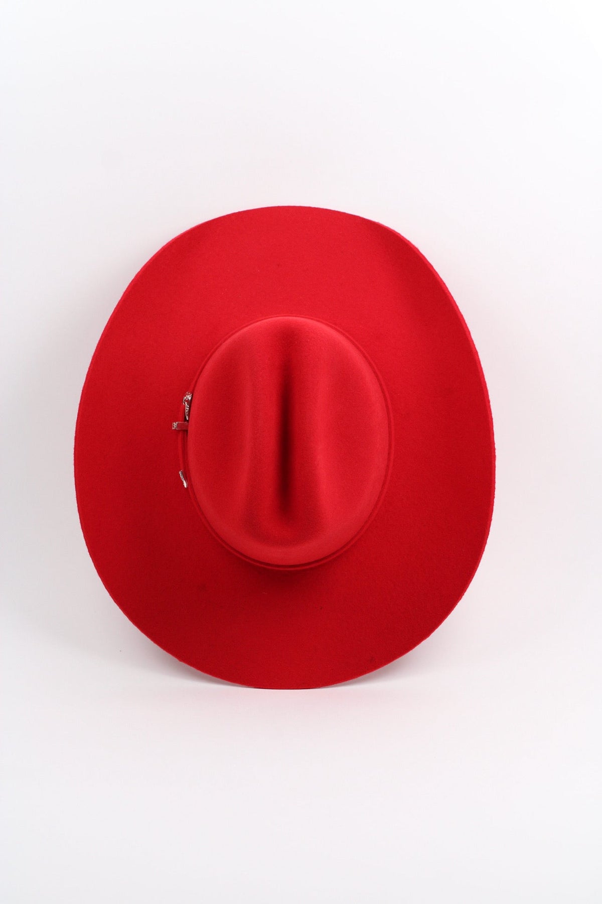 Red merino wool cattleman cowboy hat with a curved brim, view 3