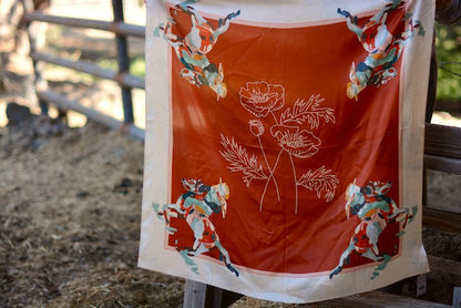 Poppy Cowgirl red mulberry silk wild rag by Tirzah Lane, view 4