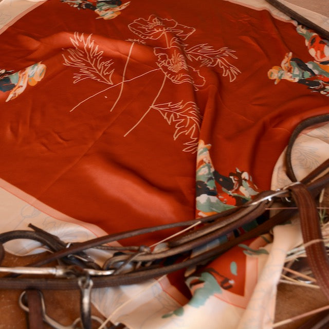 Poppy Cowgirl red mulberry silk wild rag by Tirzah Lane, view 5
