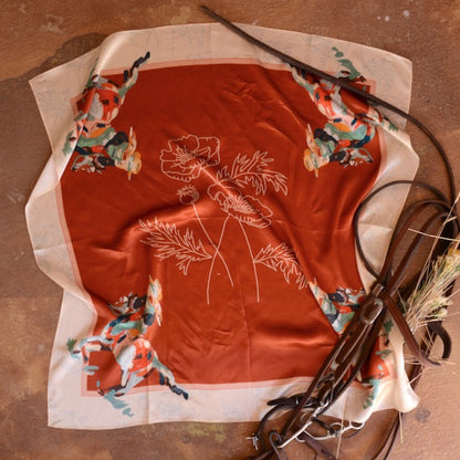 Poppy Cowgirl red mulberry silk wild rag by Tirzah Lane, view 2