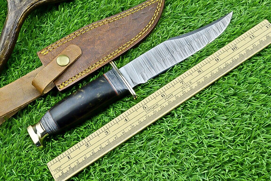 The Brass Guard 11-Inch Damascus Camp Knife | Texan Knives