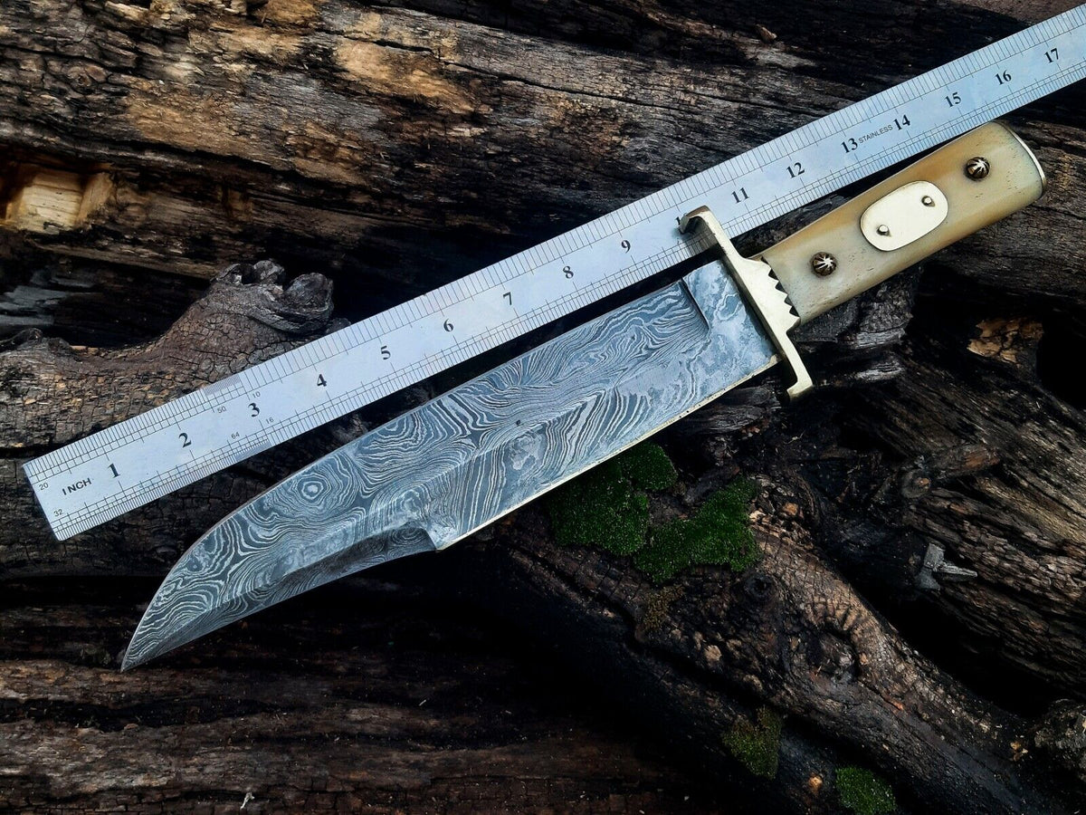 The Brass Guard Camel Bone Cowboy Bowie | Texan Knives
