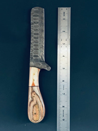 The 5-Inch Pakkawood Damascus Bull Cutter | Texan Knives