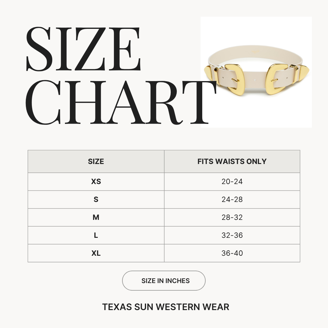 The Double-Buckle Waist Belt, size chart