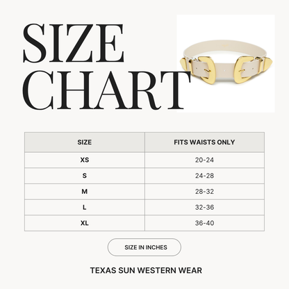 The Double-Buckle Waist Belt, size chart